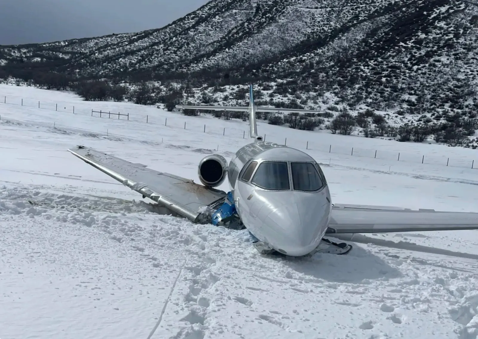Runway excursion in snow