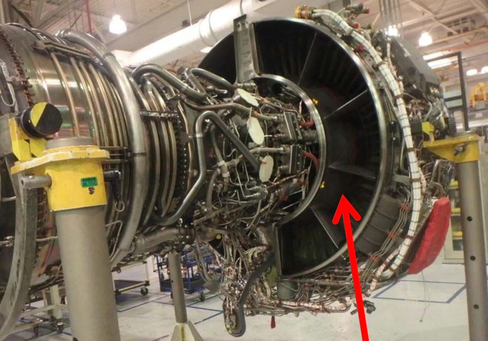 Turbofan on stand — damage located for the teardown